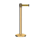 Crowd Control Warehouse CCW Series RBB-150 - Set of 2 Stanchion Retractable Belt Barriers - 16 Foot, Yellow"Caution - DO NOT Enter" Black Letter Belt with Polished Brass Steel Post - Easy Assembly