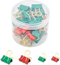 BAYTORY 40Pcs Binder Clips Colored, Christmas Binder Clips Assorted Sizes, Medium Small Binder Paper Clamps Combination, with Clear Storage Container, for School & Office Supplies (Red & Green)