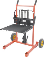 Hydraulic Material Lift Winch Stacker, 577 LBS Capacity Manual Forklift Pallet Stacker with Removable Lifting Plate for Warehouse, Workshop, Factory, Dock, Retail