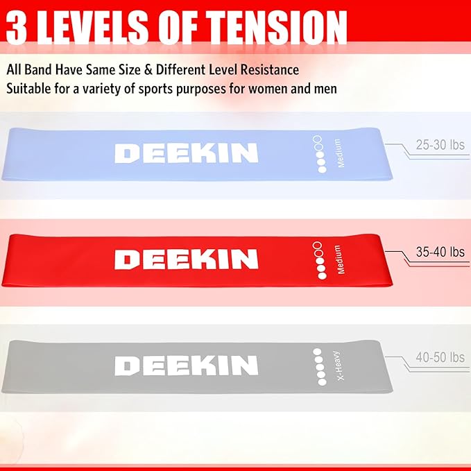 Deekin Resistance Bands Resistance Loop Exercise Bands Exercise Equipment Elastic Ring for Women and Men Home Fitness, Gym, Yoga