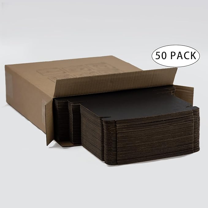 50 Pack 7x5x1 Inches Small Shipping Boxes, Black Corrugated Cardboard Boxes, Moving Mailing Packing Box