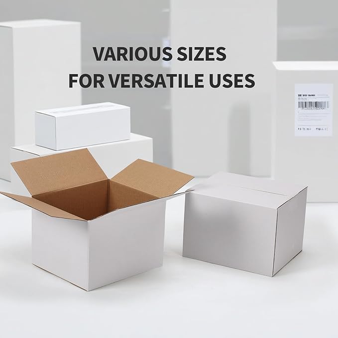 Calenzana 7x6x5 Shipping Boxes Set of 40, White Corrugated Cardboard Box for Mailing Packing Gifts Small Business