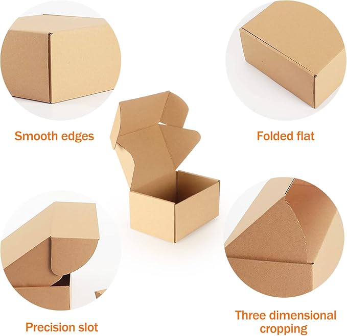 PHAREGE 6x4x3 inch Shipping Boxes Bulk 50 Pack Brown, Tab Lock Tuck Top Mailer Boxes for Packaging Small Business, Small Cardboard Gift Boxes for Wrapping Mailing Present