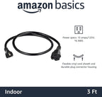 Amazon Basics Extension Cord, 13 Amps, 125V, 3 Foot, Black - Pack of 2