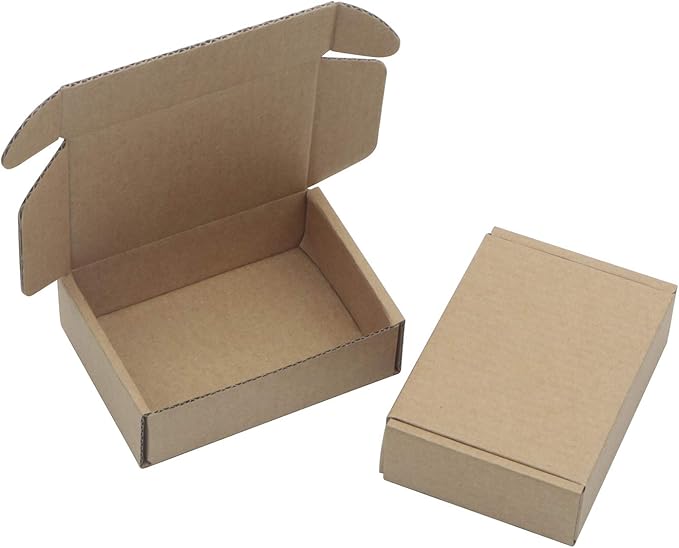 Ellbest 50pcs Kraft Brown Box 1.5mm Thick Cardboard Boxes, 3.6 x 2.6 x 1.2 inches Foldable Kraft Brown Box for Stationery, Pins, Mini Ornaments, Small Shipping Boxes