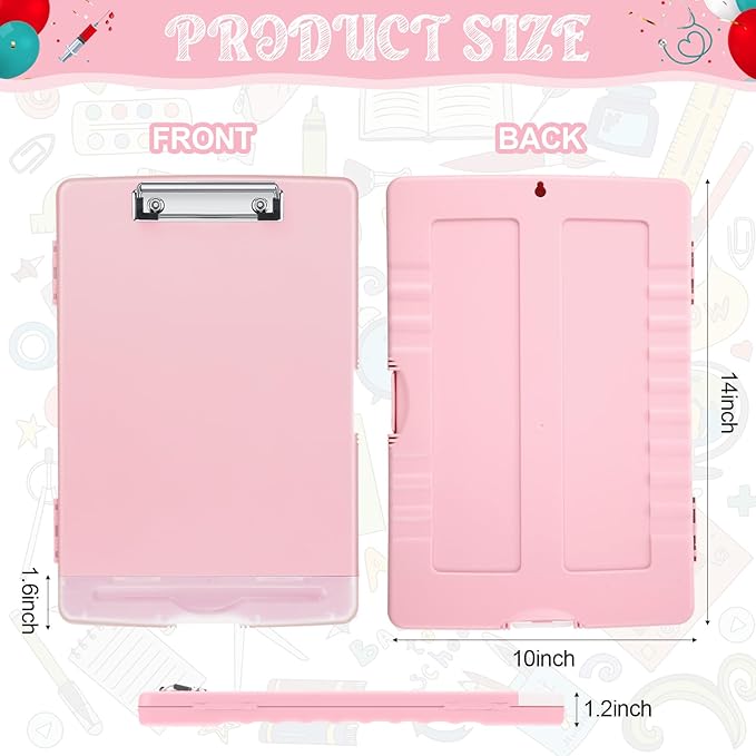 Crtiin 6 Pcs Plastic Clipboard with Storage Colored A4 Nursing Holder Heavy Duty Waterproof Storage Clipboard Folder for Office School Nurses Teacher Essentials (Simple Color)