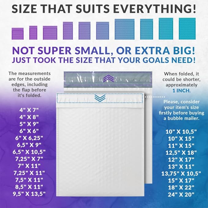 ABC PACK & SUPPLY Poly Bubble Mailers, 8.5 x 11 Inch. Pack of 25 White Padded Envelopes Self Seal. Tear-Proof Gift Bubble Envelopes. Waterproof Packaging for Small Business. Cushioning Book Mailers