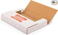 50 Pack 9x6x1.3 inch Mailing Boxes, Multi-Depth CD DVD Corrugated Cardboard Boxes with Fragile Stickers for Shipping, Storing, Package, Business or Home, White