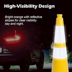 8 Pack 28 Inch Yellow Traffic Cones Heavy Duty with Black Base, Perfect for Large Field Sports, Construction Sites, Parking Control (8, Yellow, 28 Inch)