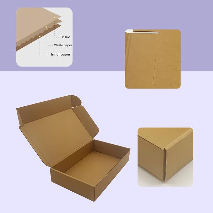 10x6x2 inches Shipping Boxes Bulk 25 Pack Brown, Corrugated Cardboard Box, Mailer Boxes for E-commerce Packaging and Holidays Gift, Small Giving Boxes for Wrapping Mailing Present