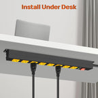ANNQUAN Metal 8 Outlet Mountable Power Strip with 1200J Surge Protector,Wall Mount Heavy Duty Long Power Strip,Wide Spaced Outlet with Switch,6FT Cord