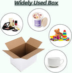 CRUGLA 8x6x6 White Shipping Boxes Set of 6, White Corrugated Cardboard Boxes for Small Business Shipping Mailing Packing