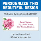 Personalized Return Address Labels - Single Elegant Rose - 60-1000 Custom Self-Adhesive Stickers