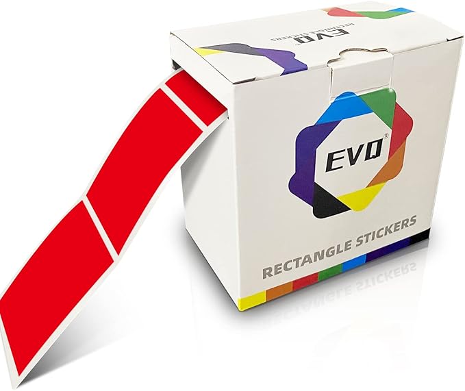 Red Rectangle Sticker Labels 3×2 Inch Vinyl Stickers Color Coding Name Tags Roll Removable Waterproof 300 per Dispenser Box