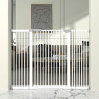 41" Extra Tall Cat Gate for Doorway, 49.2-54.7 Metal Pet Baby Safe Gate, Extra Wide Pressure Mounted Child Door with Expansion Kit, No Drilling No Climb Cat Fence Indoor, Tall Dog Gate, White