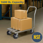 20" x 36" Mobile Aluminum NSF Dunnage Rack - 1600 lb. Capacity with Handle, Heavy-Duty Storage Cart with 6" Casters, Food-Grade Platform Truck for Restaurants, Kitchens, Warehouses