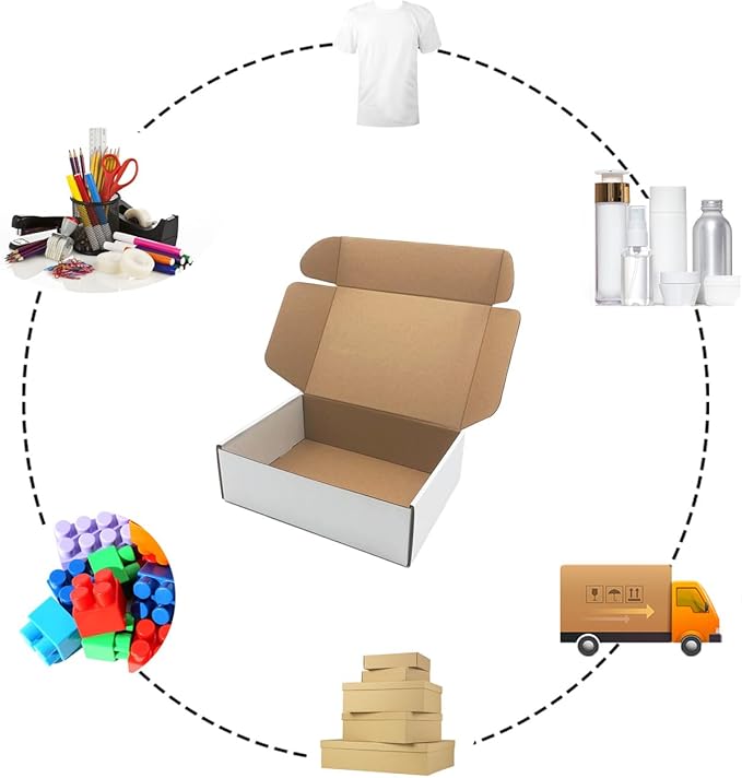 8x6x3 inch Shipping Boxes Set of 25,White Corrugated Cardboard Box for Mailing Literature Mailer Small Business Packing Gifts Shipping Packaging Craft Giving Products (8 x 6 x 3 Inches)