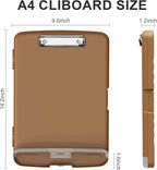 Plastic Clipboard with Storage, 8.5 x 11 Storage Organization Box Side-Opening, Heavy Duty Clip Board with Pen Holder and Paper Folder for Nurses, Teachers, Office & School Supply, Brown