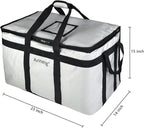 Food Delivery Insulated Bag, Insulated Cold Meal Bag, Built-in Base Plate, For Hot and Cold Food Takeout, Commercial Catering Transportation - 23 * 14 * 15 inches (NO Partitioned, Grey)