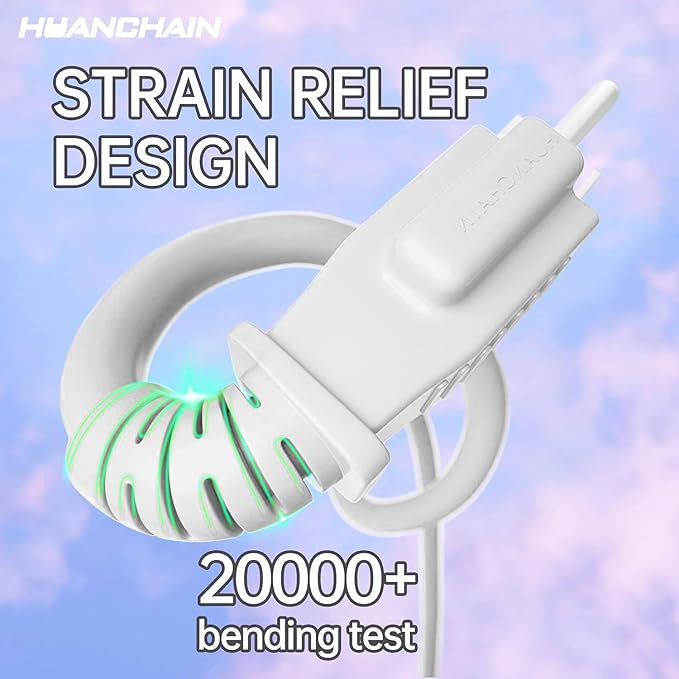 HUANCHAIN Indoor Outdoor White Extension Cord 8 ft Waterproof, 16/3 Gauge Flexible Cold-Resistant Appliance Extension Cord Outside, 13A 1625W 16AWG SJTW, 3 Prong Electric Cable, ETL