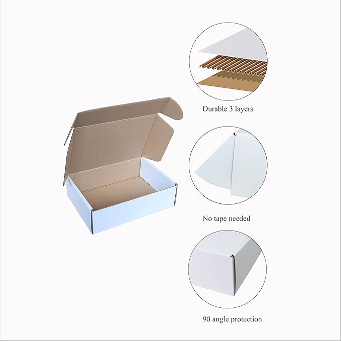 Shipping Boxes Corrugated Cardboard Mailer Boxes Literature Mailer for Packaging Small Business Craft Gifts Giving Products (White, 7x5x2)