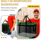 mosago Insulated Food Delivery Bag - Reusable Thermal Cooler Grocery Bags for Catering & Delivery, Pizza Carrier for Events, Large Capacity Bag Keeps Food Hot/Cold (Black with Green Trim, with Base)