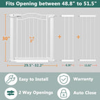 Fairy Baby 48.8"-51.5" Child Baby Gates for Doorway Stairs Hallway Stairway Gate for Kid or Pet Dogs Walk Through Pressure Mounted