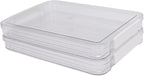 Luqeeg 2Pcs Flat Plastic File Storage Bins, Transparent Stackable Portable Project Box, Document Organizer with Latching Lids for Organizing A4 Paper Photo Scrapbook Notebook