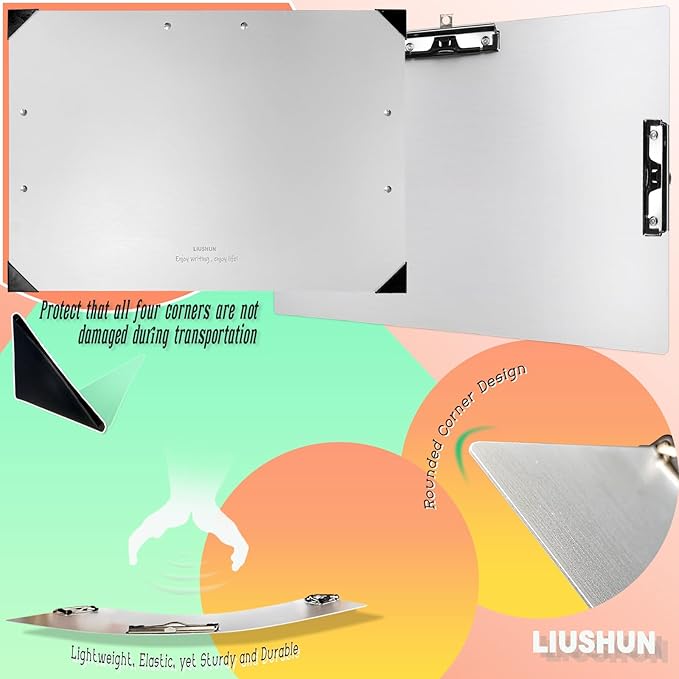 Aluminum 11x17 Clipboard A3 Metal Stainless Hangable Clipboards with 3 Clips Art Pen Holder Extra Large Clip Board for Business Medical Professionals Workshop (Silver, A3)