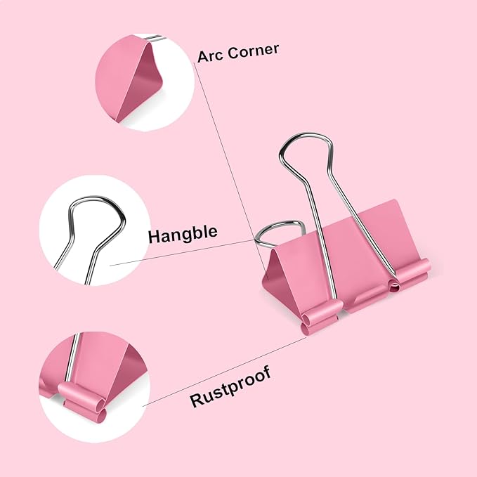 Ufmarine Medium Binder Clips 1.25 inch Length, (40 Pcs) Colorful Paper Clips Medium for Office