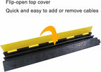 Rubber Cable Ramp Cord Cover Cable Protector Ramps Wire Hose Protective 2 Channel 22000Lbs Load Capacity Traffic Speed Bump for Asphalt Concrete Gravel Driveway Indoor Outdoor, 2 Pack