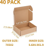 PHAREGE 7x5x2 inch Shipping Boxes Bulk 40 Pack Brown, Tab Lock Tuck Top Mailer Boxes for Packaging Small Business, Small Cardboard Gift Boxes for Wrapping Mailing Present