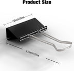 Medium Binder Clips, 48-Pack 1.25 Inch Paper Clips, Heavy Duty Black Clips Hold 150 Sheets, Rust-Proof with Smooth Edges for Cable, Office, Workplace, School, Home, Kitchen Food Organization