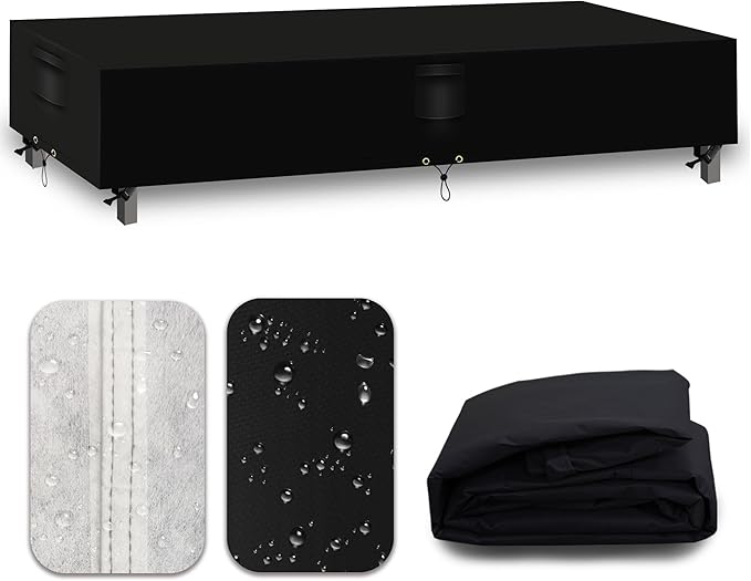 Heavy Duty Patio Furniture Covers Waterproof, 600D Outdoor Furniture Cover Waterproof for Sectional Sofa Couch, Outdoor Dining Table and Chair Set Covers 138''L x 86''W x 28''H, Black
