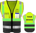 YOWESHOP High Reflective Visibility Safety Vest Custom Your Logo Safety Workwear with Reflective Strips and Pockets