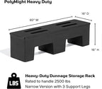 PolyMight Narrow Heavy-Duty Plastic Poly Dunnage Rack for Commercial Industrial Storage 60" x 16" x 16" with 2500 lb Capacity | For Wareshouse, Storage, and Merchandising