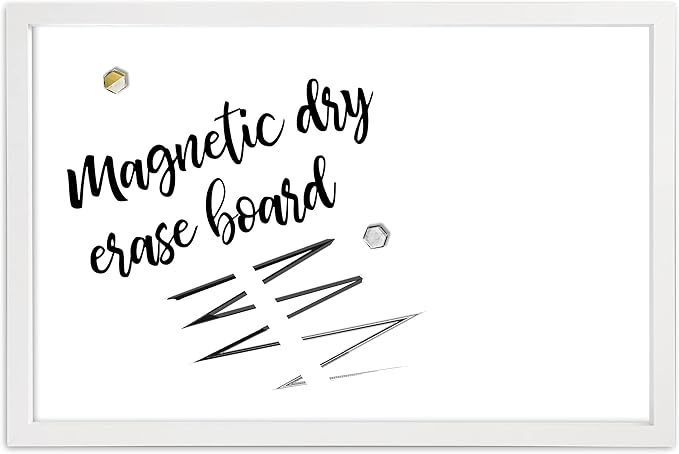 Loddie Doddie Magnetic Dry Erase White Board for Wall - 24" x 36" White Frame - Built-in Marker Tray & Stain-Resistant Surface