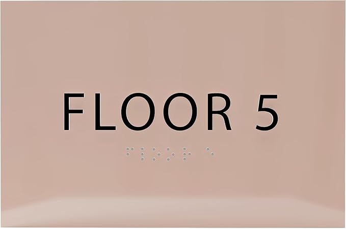 6" X4" Floor 5 Sign - ADA Compliant Tactile Graphics Grade 2 Braille Text | Wall Mount Plastic Directional Assistance, Floor Number Sign for Office, Schools, Hospitals, Apartments