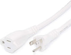 Amazon Basics Extension Cord, 13 Amps, 125V, 3 Foot, White - Pack of 2
