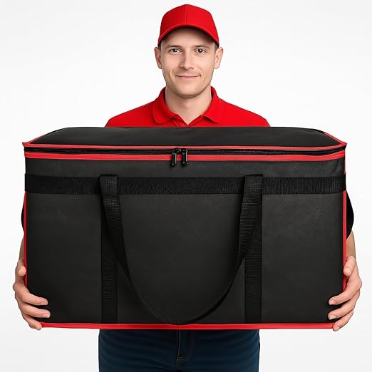 Bodaon Large 10-Pack Insulated Food Delivery Bag With Hard Bottom, XXXL Catering/Pizza Cooler Bags, Rideshare Delivery Bag, Thermal Cold/Hot Styrofoam Carrier for Travel/Shopping/Car