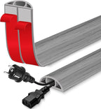 Floor Cord Cover for Wires on Floor Self Adhesive Cord Hider Floor Cable Management Wire Covers for Cords Protector Prevent Cable Trips Cord Cavity W 0.51" x H 0.31", Gray Wood, 10Ft