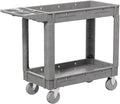 2-Tier Rolling Tool Cart,Heavy-Duty Plastic Service Cart with Lipped Shelves,550 lbs Capacity Utility Cart,40 x 17 Inch Rolling Work Carts for Garage,Salon,Kitchen,Office-Gray