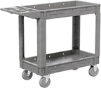 2-Tier Rolling Tool Cart,Heavy-Duty Plastic Service Cart with Lipped Shelves,550 lbs Capacity Utility Cart,40 x 17 Inch Rolling Work Carts for Garage,Salon,Kitchen,Office-Gray