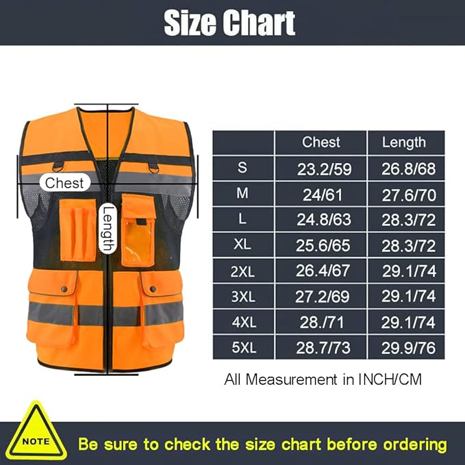 Safety Vest High Visibility Reflective Construction Vest for Men Women