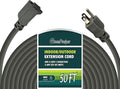 12 Gauge Indoor Outdoor Heavy Duty Grey Extension Cord50 FT, 12 AWG SJTW Electrical Cable, Weather-Resistant Power Cord, Great for Gardenfor, Offices and Lawns