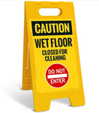Caution Wet Floor Closed for Cleaning Do Not Enter Sidewalk Sign Kit, 10x16 Inches, with A Frame Stand, Made in USA