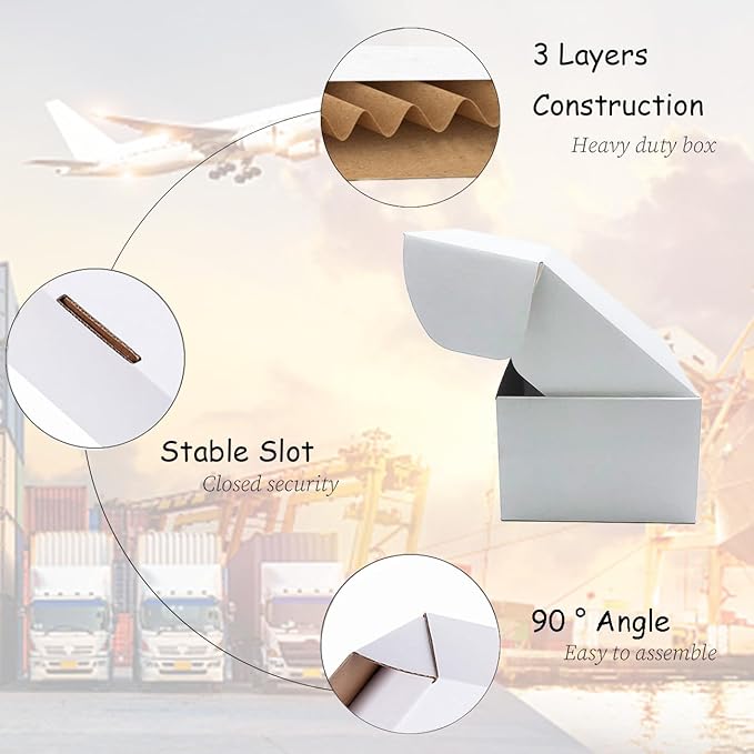 9x6x4 inch Shipping Boxes Set of 25，White Corrugated Cardboard Box for Mailing Literature Mailer Small Business Packing Gifts Shipping Packaging Craft Gifts Digest Size Book Giving Products
