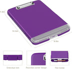 Piasoenc Clipboard with Storage, 8.5 x 11 Organization Box with Pen Holder and A4 Legal Paper Folder, Folio & Side-Opening, Low Profile Clip,for Nurses,Teachers, Size 14 x 9.6 x 1.2 in, Deep Purple