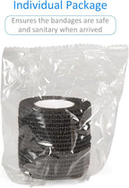 24 Pack Self Adherent Cohesive Wrap Bandages Non Woven Cohesive Bandage Elastic Self Adhesive Bandage Wrap Sports Athletic Tape First Aid Tape for Wrist Ankle Pet Vet Wrap Grip Cover 2 inch (Black)