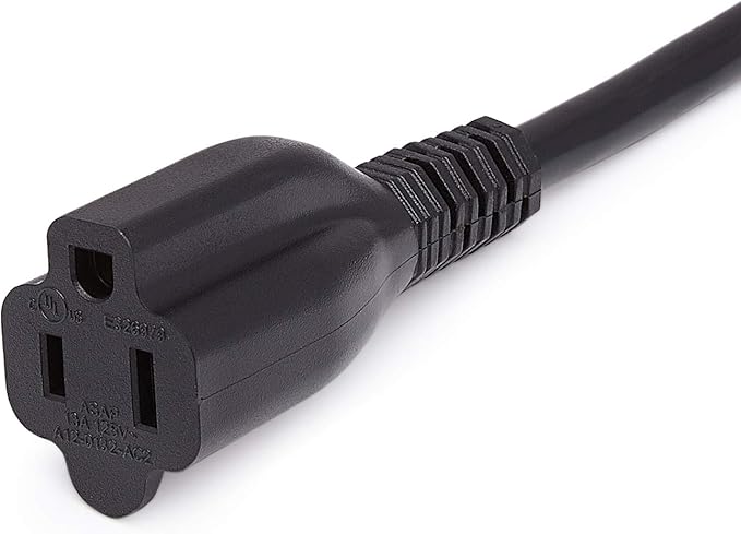 Amazon Basics Extension Cord, 13 Amps, 125V, 3 Foot, Black - Pack of 2